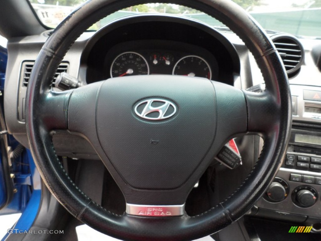 2004 Hyundai Tiburon GT Black Steering Wheel Photo #50509511