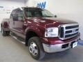 2005 Dark Toreador Red Metallic Ford F350 Super Duty Lariat Crew Cab 4x4 Dually  photo #1