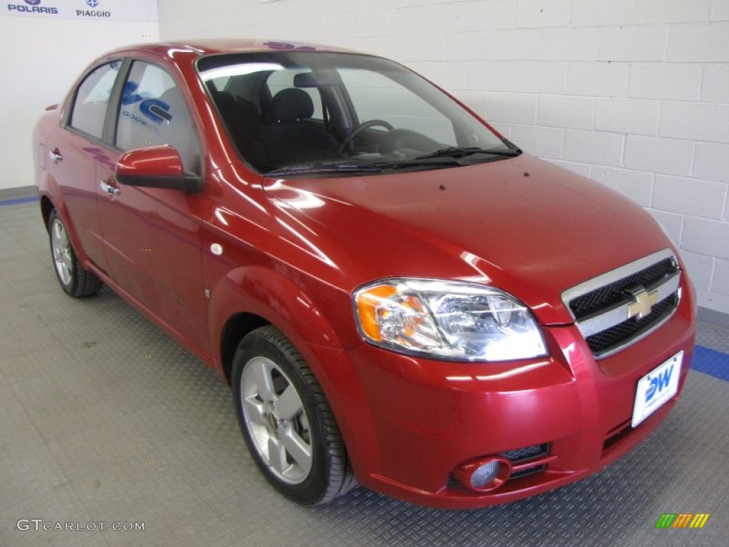 2008 Aveo LT Sedan - Sport Red Metallic / Charcoal photo #1