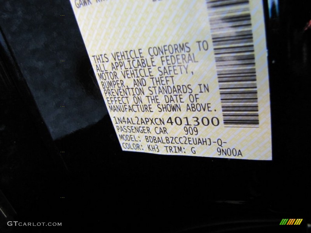 2012 Altima Color Code KH3 for Super Black Photo #50520985