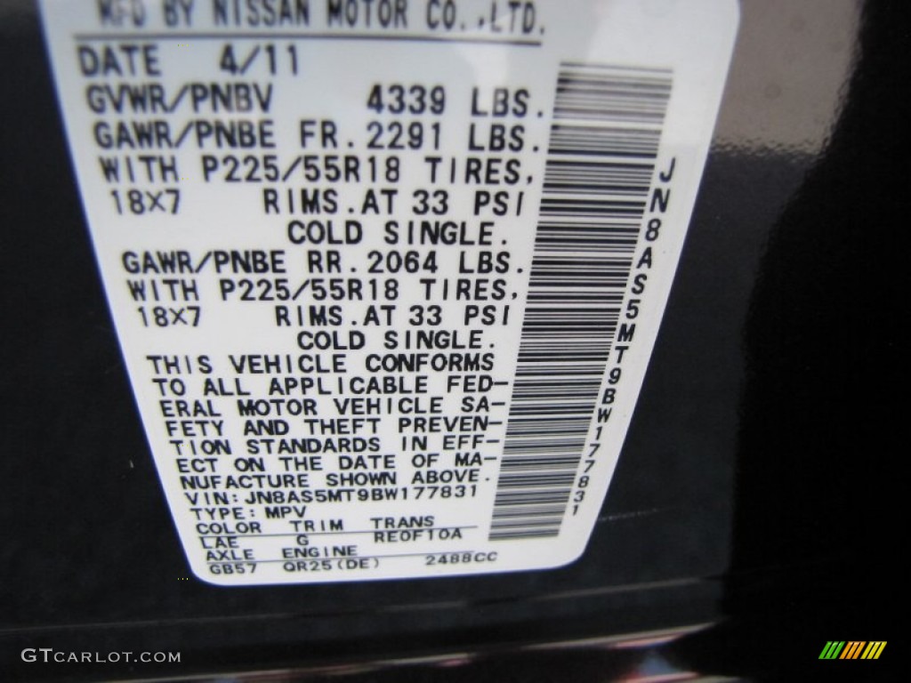 2011 Rogue SL - Black Amethyst / Black photo #16