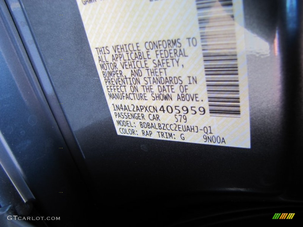 2012 Altima Color Code RAP for Ocean Gray Photo #50523028