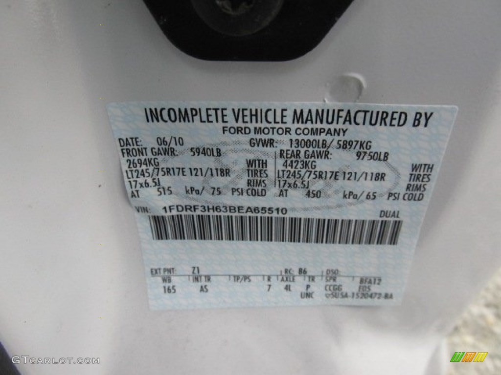 2011 Ford F350 Super Duty XL Regular Cab 4x4 Chassis Stake Truck Info Tag Photo #50525050