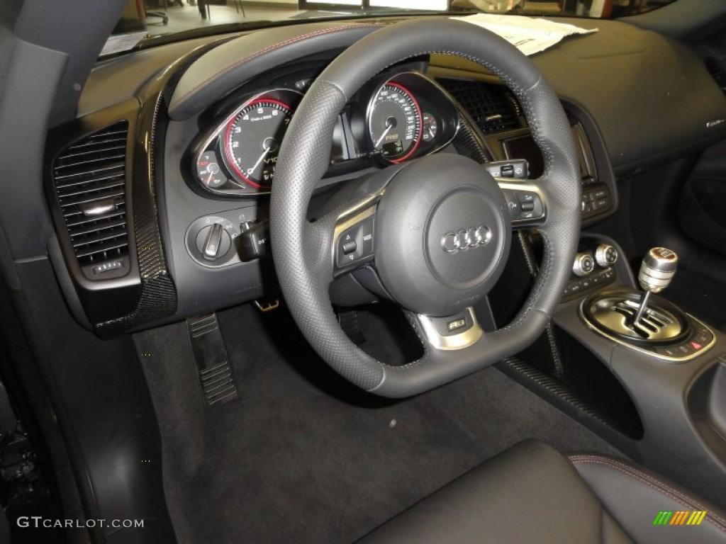 2011 Audi R8 Spyder 5.2 FSI quattro Black Fine Nappa Leather Steering Wheel Photo #50527159