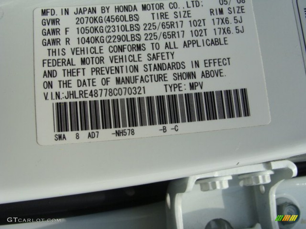 2008 CR-V EX-L 4WD - Taffeta White / Gray photo #15