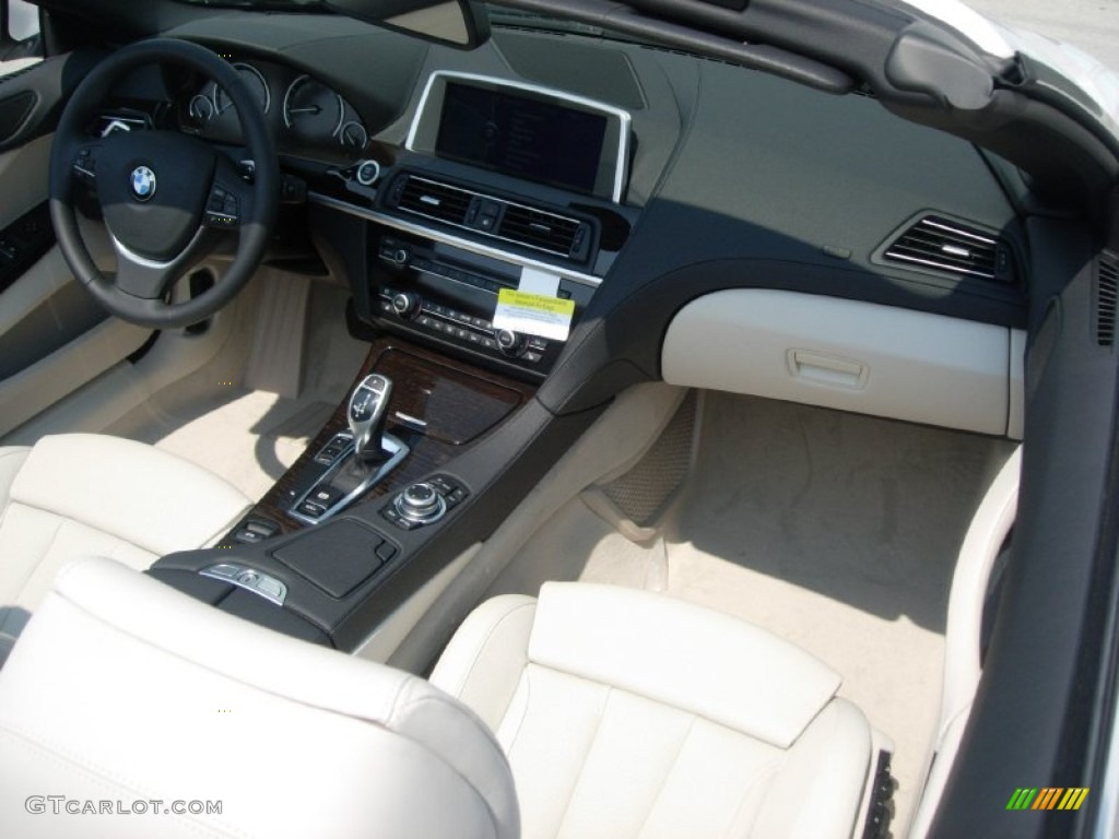 2012 BMW 6 Series 650i Convertible Ivory White Nappa Leather Dashboard Photo #50529192