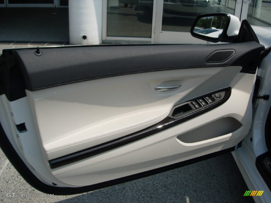 2012 BMW 6 Series 650i Convertible Ivory White Nappa Leather Door Panel Photo #50529274
