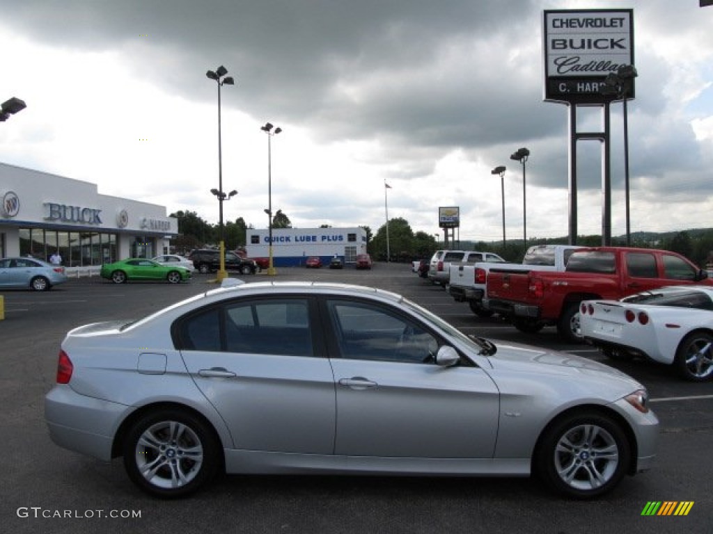 2008 3 Series 328xi Sedan - Titanium Silver Metallic / Black photo #2