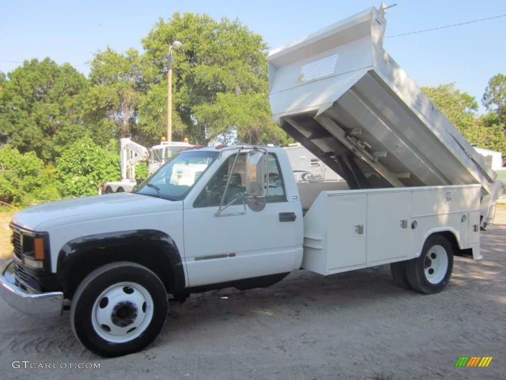 1998 Sierra 3500 SL Regular Cab Dump Truck - Olympic White / Gray photo #1