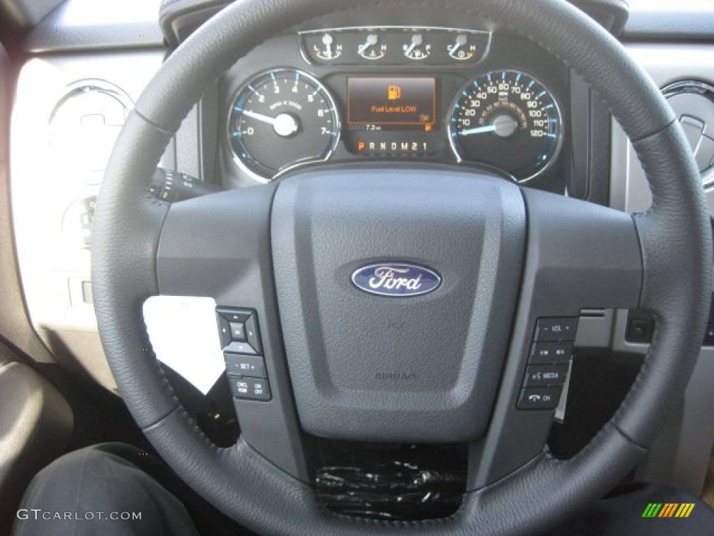 2011 Ford F150 Lariat SuperCrew 4x4 Black Steering Wheel Photo #50532807