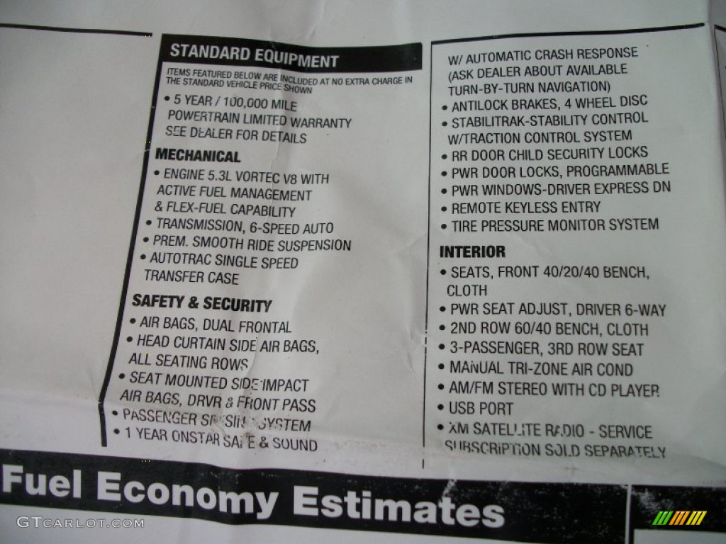 2010 Chevrolet Suburban LS 4x4 Window Sticker Photo #50539749