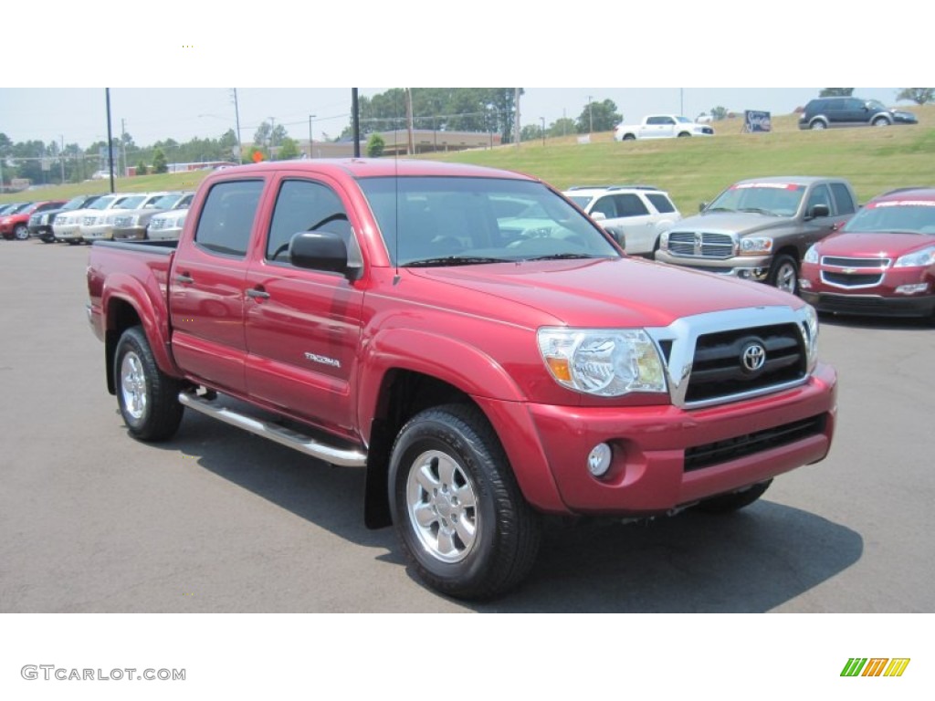 2007 Tacoma V6 SR5 PreRunner Double Cab - Impulse Red Pearl / Taupe photo #7