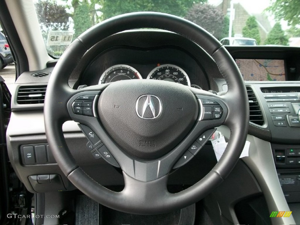 2010 Acura TSX V6 Sedan Ebony Steering Wheel Photo #50544289