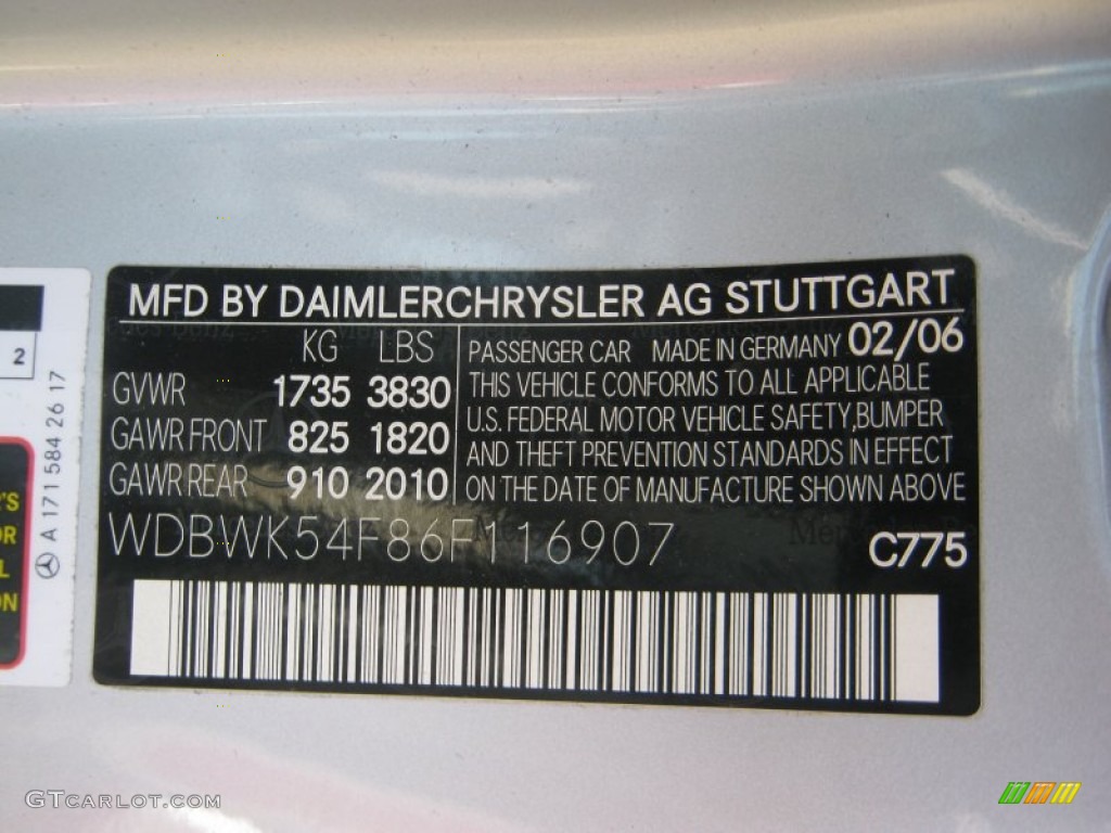 2006 SLK Color Code 775 for Iridium Silver Metallic Photo #50547505