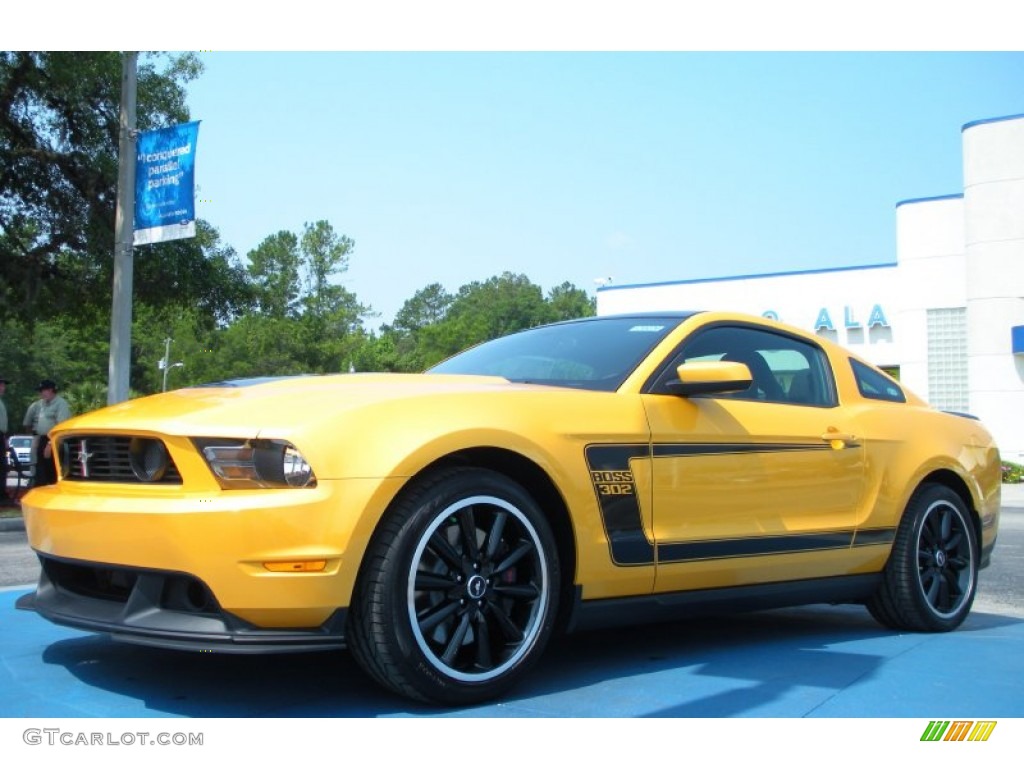 2012 Mustang Boss 302 - Yellow Blaze Metallic Tri-Coat / Charcoal Black Recaro Sport Seats photo #1