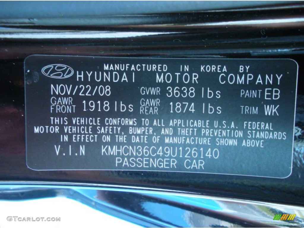 2009 Hyundai Accent SE 3 Door Color Code Photos