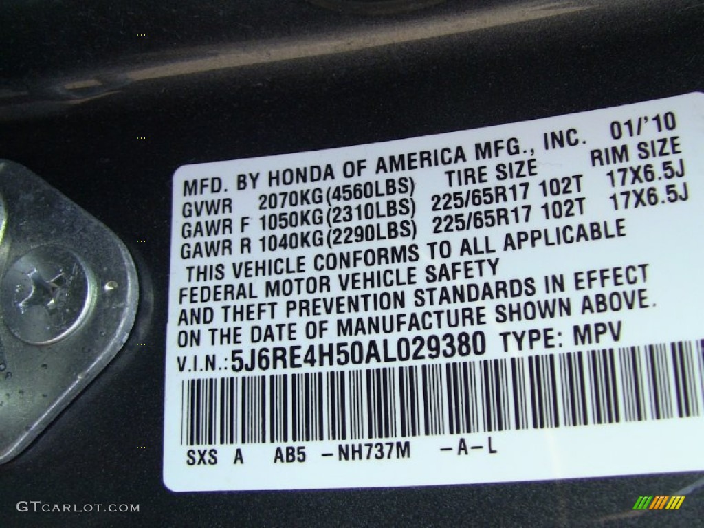 2010 CR-V EX AWD - Polished Metal Metallic / Black photo #25