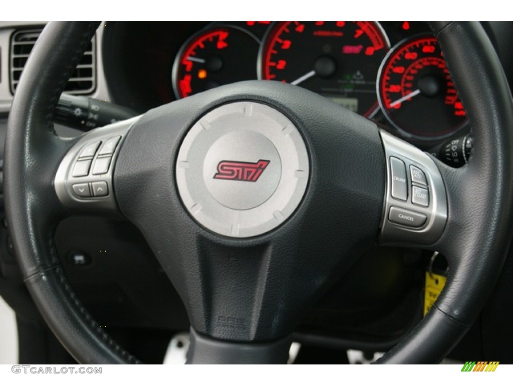 2009 Subaru Impreza WRX STi Graphite Gray Alcantara/Carbon Black Leather Steering Wheel Photo #50555293