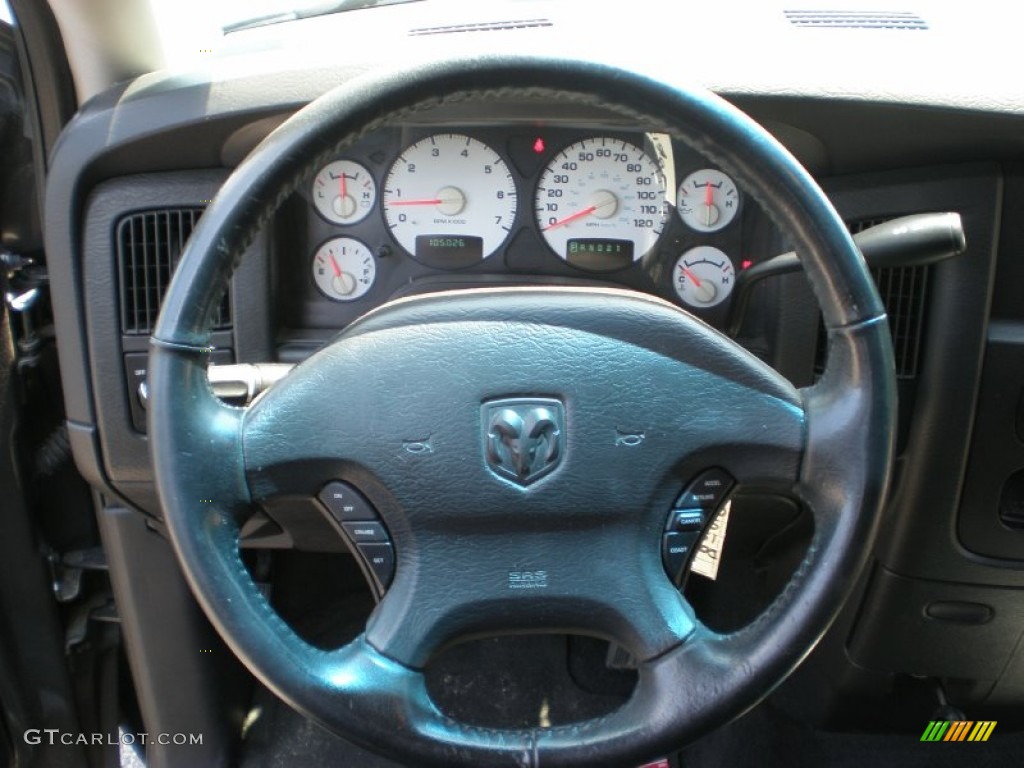 2002 Dodge Ram 1500 SLT Quad Cab 4x4 Dark Slate Gray Steering Wheel Photo #50557087