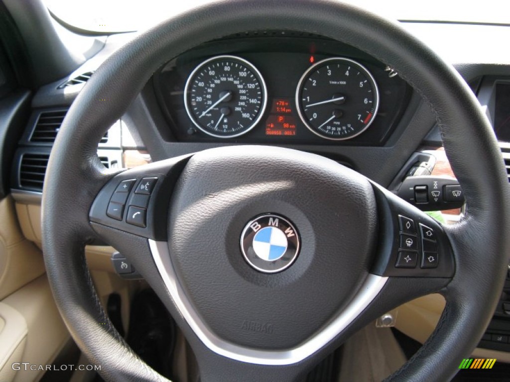 2007 BMW X5 4.8i Sand Beige Steering Wheel Photo #50557165