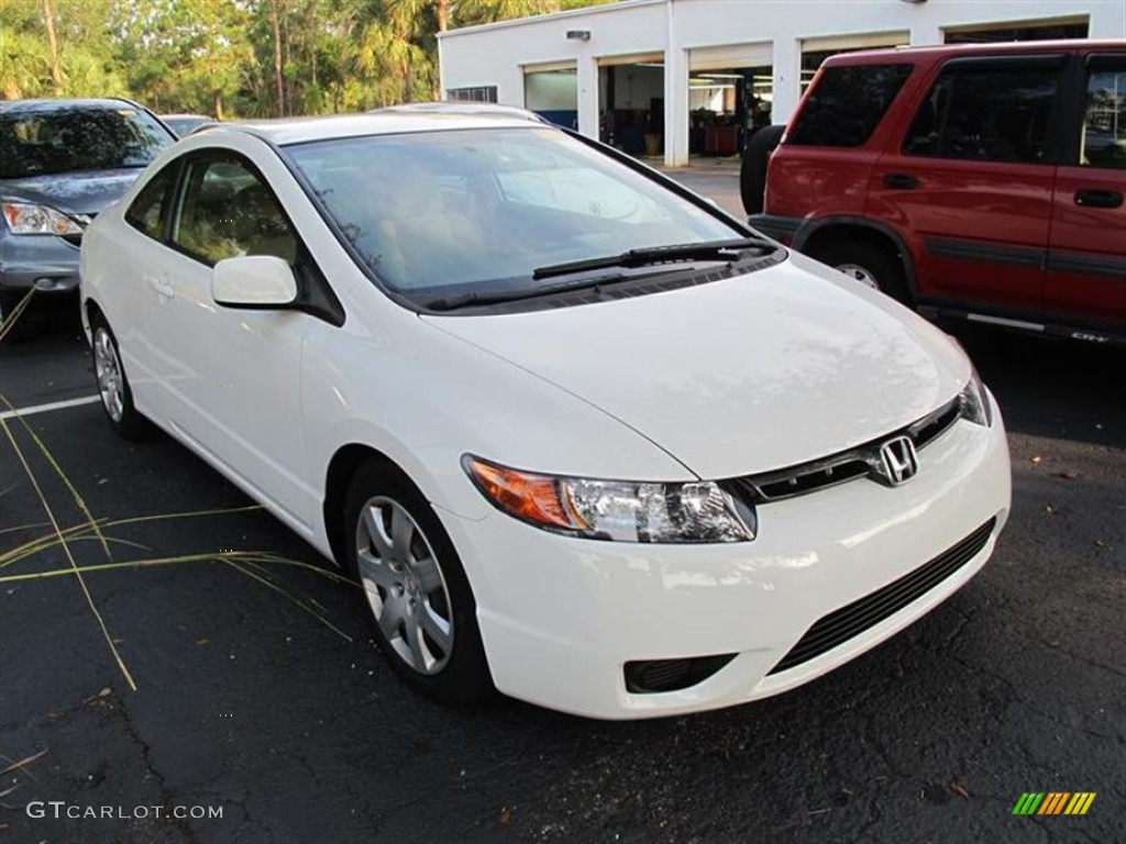 2007 Civic LX Coupe - Taffeta White / Ivory photo #1