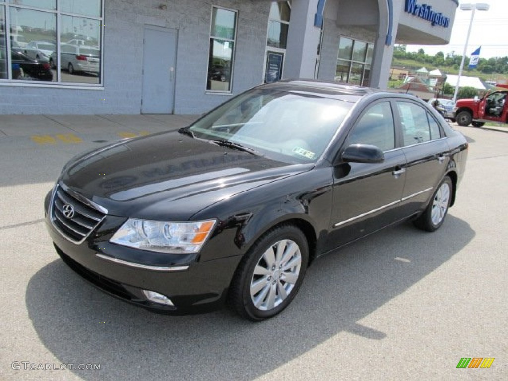 2009 Sonata Limited V6 - Ebony Black / Gray photo #2