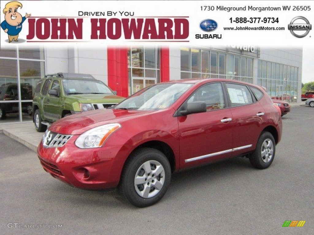 2011 Rogue S AWD - Cayenne Red / Black photo #1