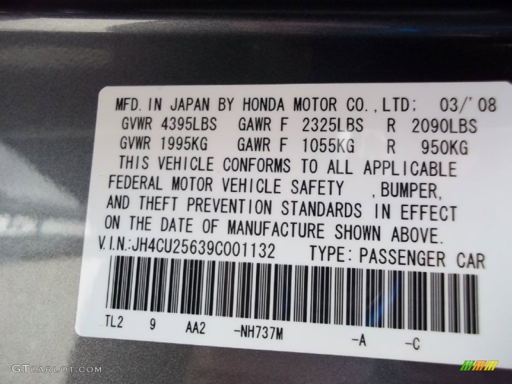 2009 TSX Color Code NH737M for Polished Metal Metallic Photo #50572288