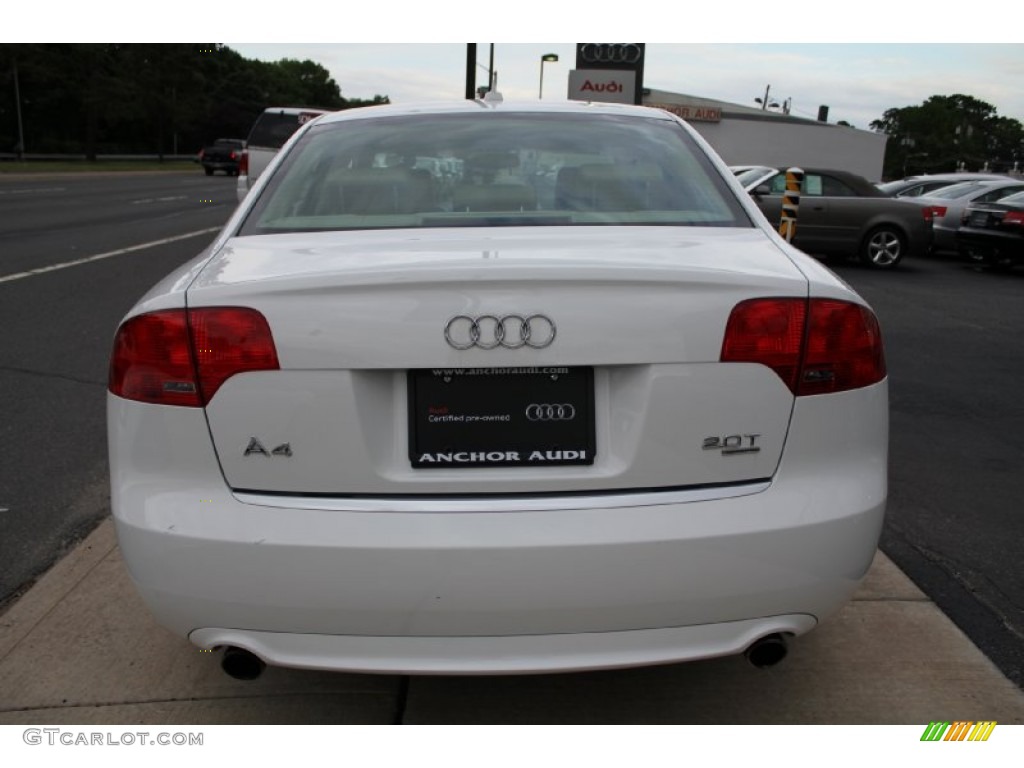 2008 A4 2.0T quattro S-Line Sedan - Ibis White / Beige photo #4