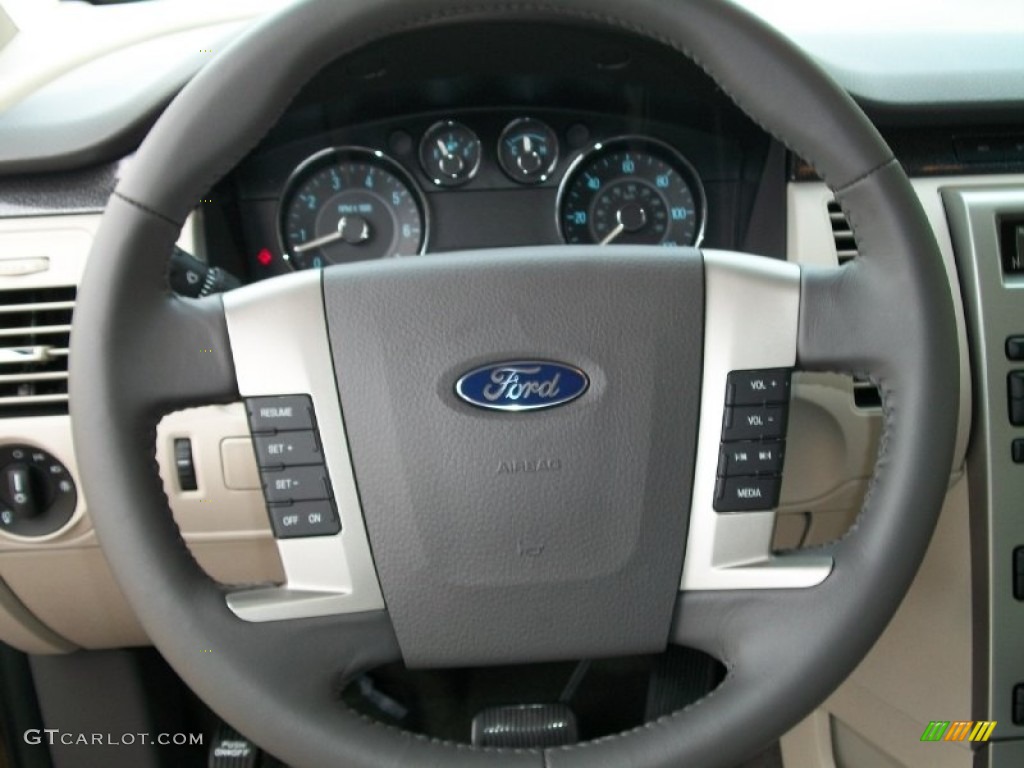 2011 Ford Flex SE Medium Light Stone Steering Wheel Photo #50576989