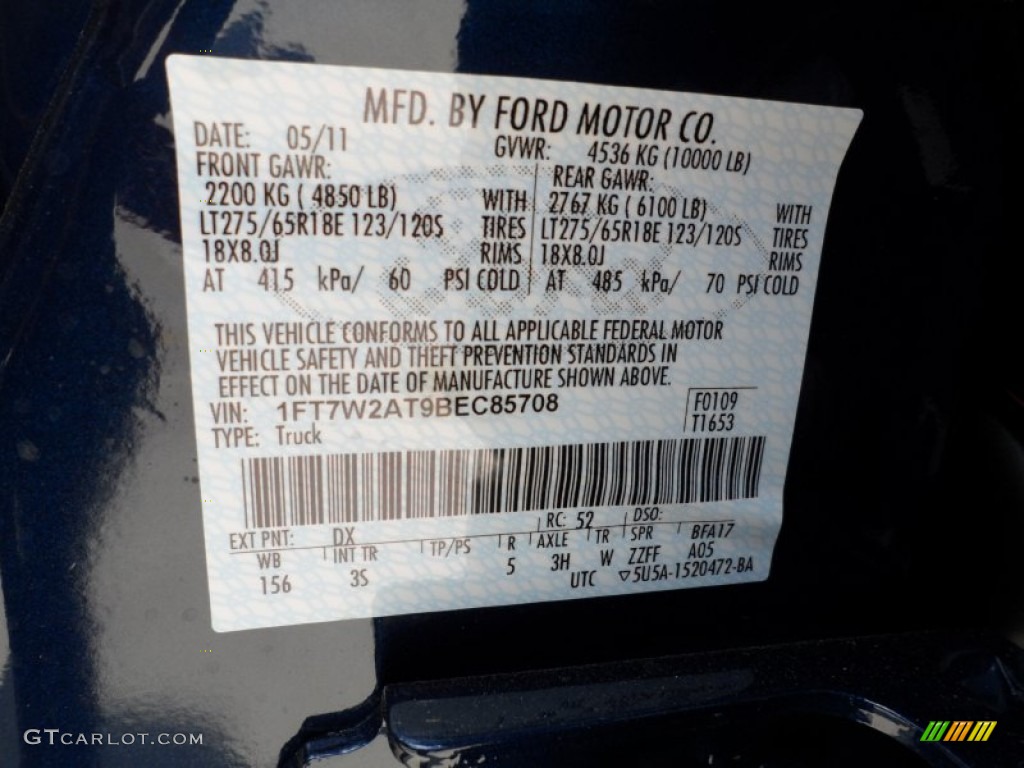 2011 F250 Super Duty Color Code DX for Dark Blue Pearl Metallic Photo #50583856