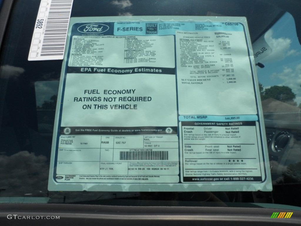 2011 Ford F250 Super Duty XLT Crew Cab Window Sticker Photo #50583868