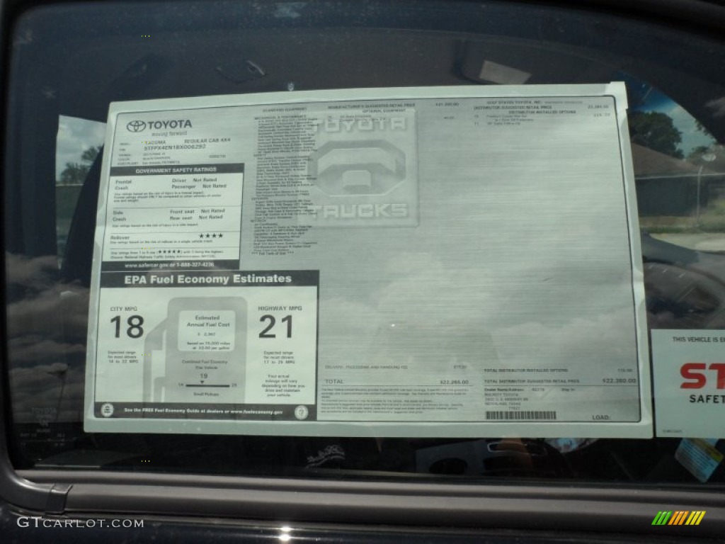 2011 Toyota Tacoma Regular Cab 4x4 Window Sticker Photo #50585530
