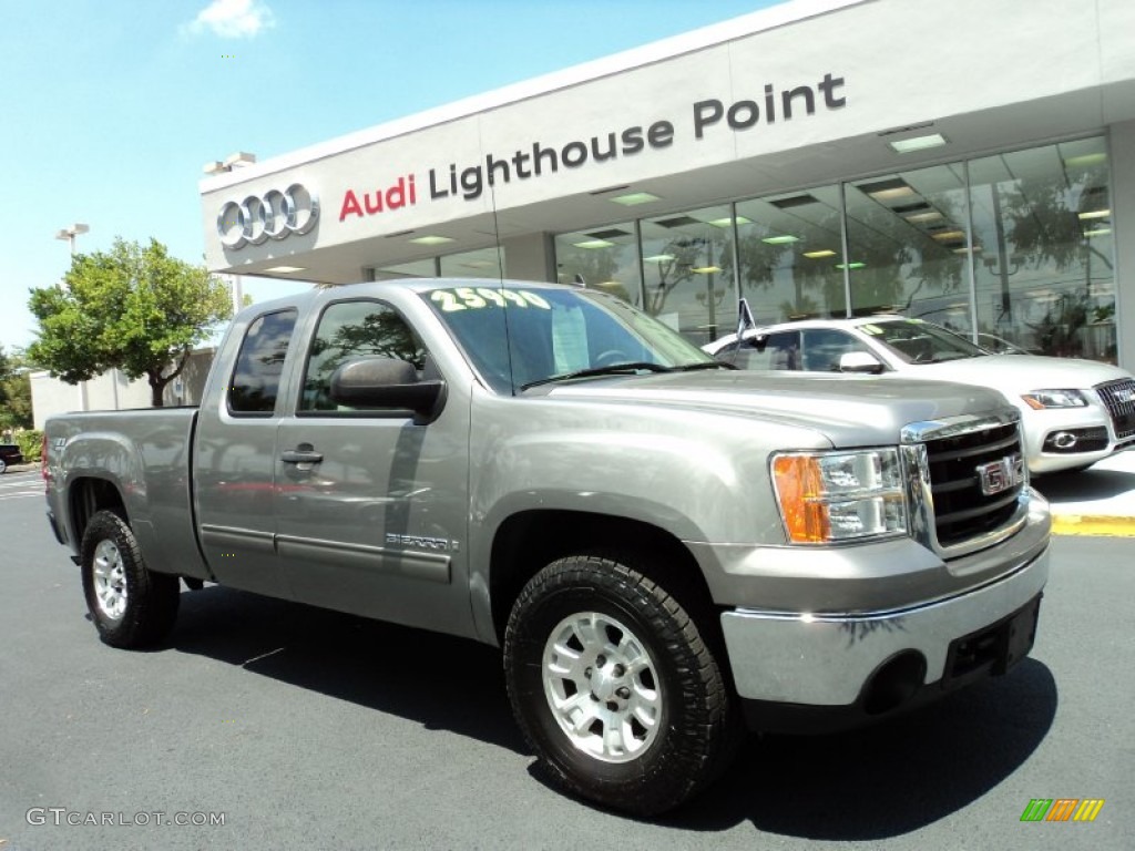 2008 Sierra 1500 SLE Extended Cab 4x4 - Silver Birch Metallic / Light Titanium photo #1