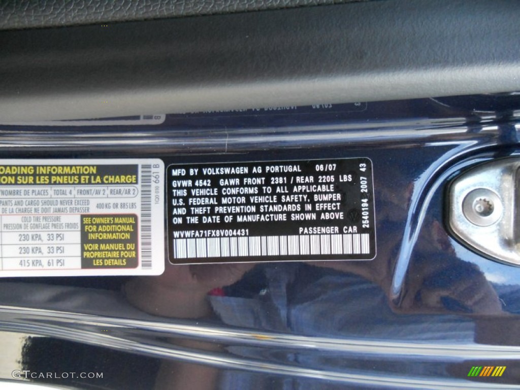 2008 Volkswagen Eos Lux Info Tag Photos