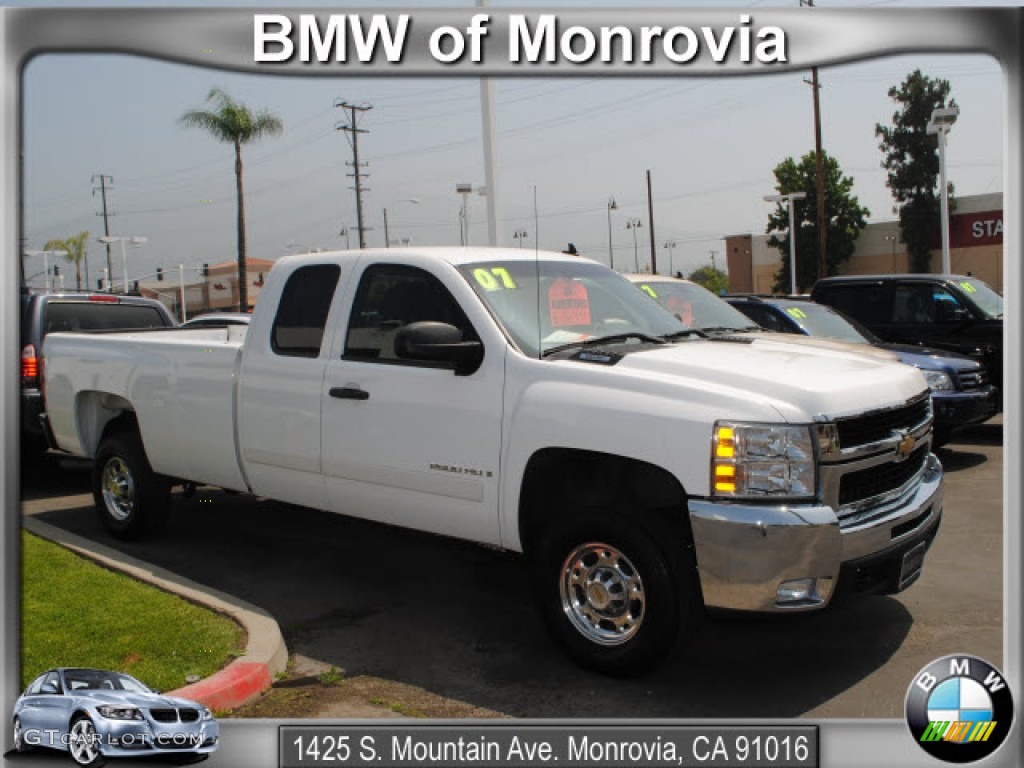 2007 Silverado 2500HD LT Extended Cab - Summit White / Ebony photo #1