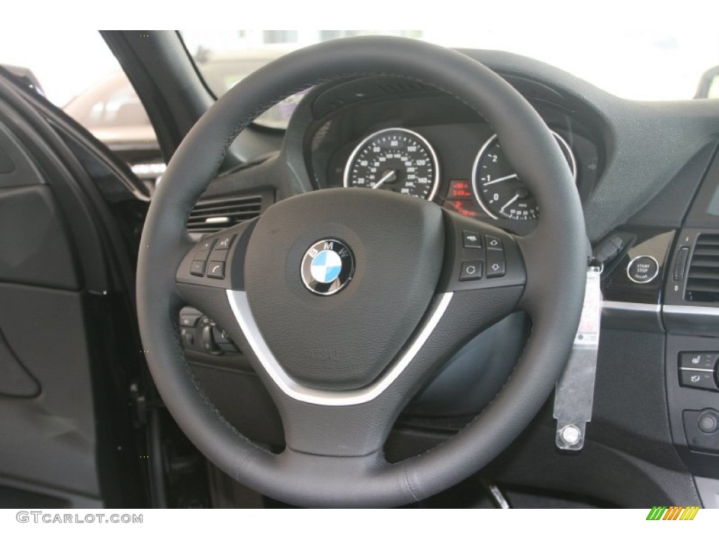 2012 BMW X5 xDrive50i Black Steering Wheel Photo #50616249