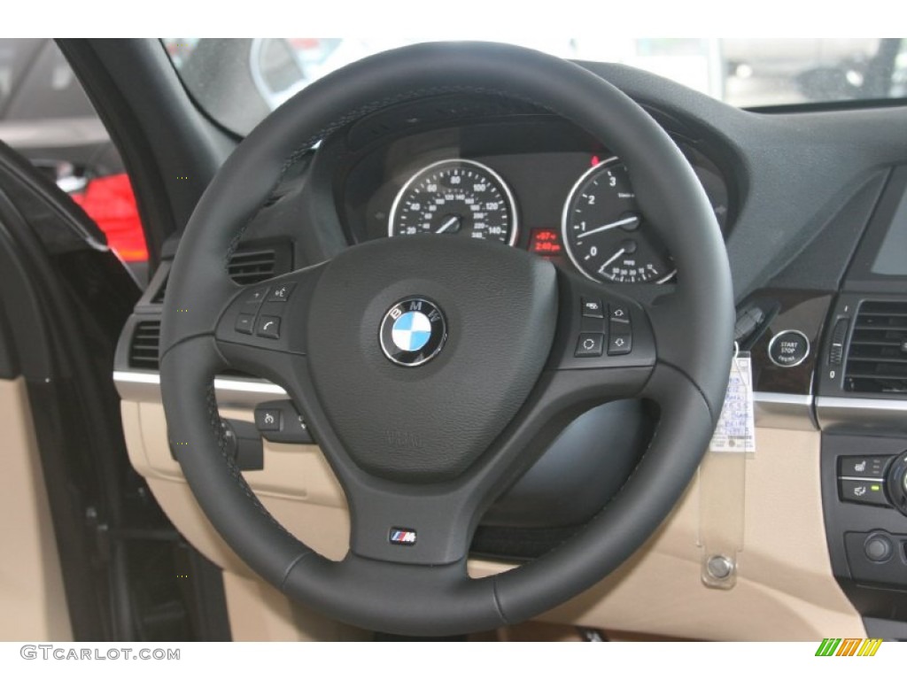 2012 BMW X5 xDrive35i Sport Activity Sand Beige Steering Wheel Photo #50617017