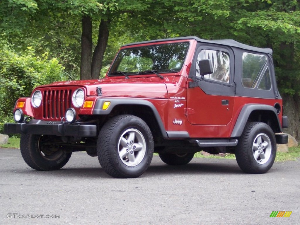 1998 Wrangler Sport 4x4 - Chili Pepper Red Pearl / Khaki photo #2