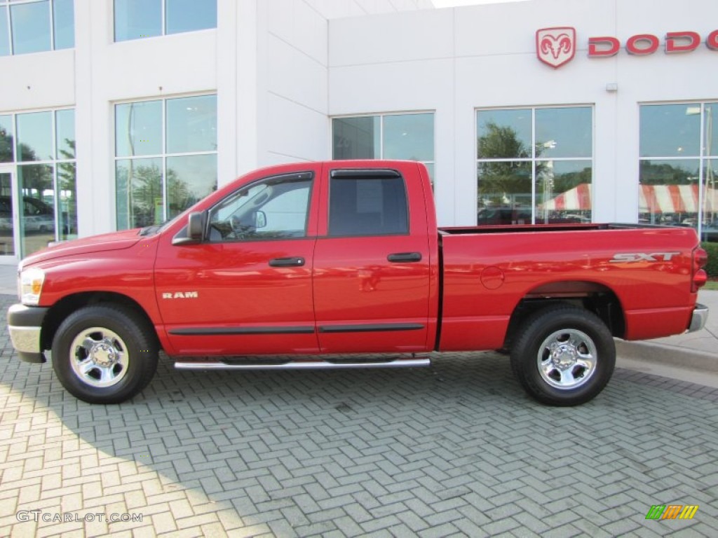 2008 Ram 1500 SXT Quad Cab - Flame Red / Medium Slate Gray photo #2