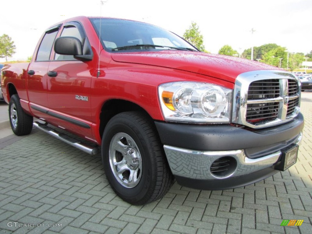 2008 Ram 1500 SXT Quad Cab - Flame Red / Medium Slate Gray photo #7