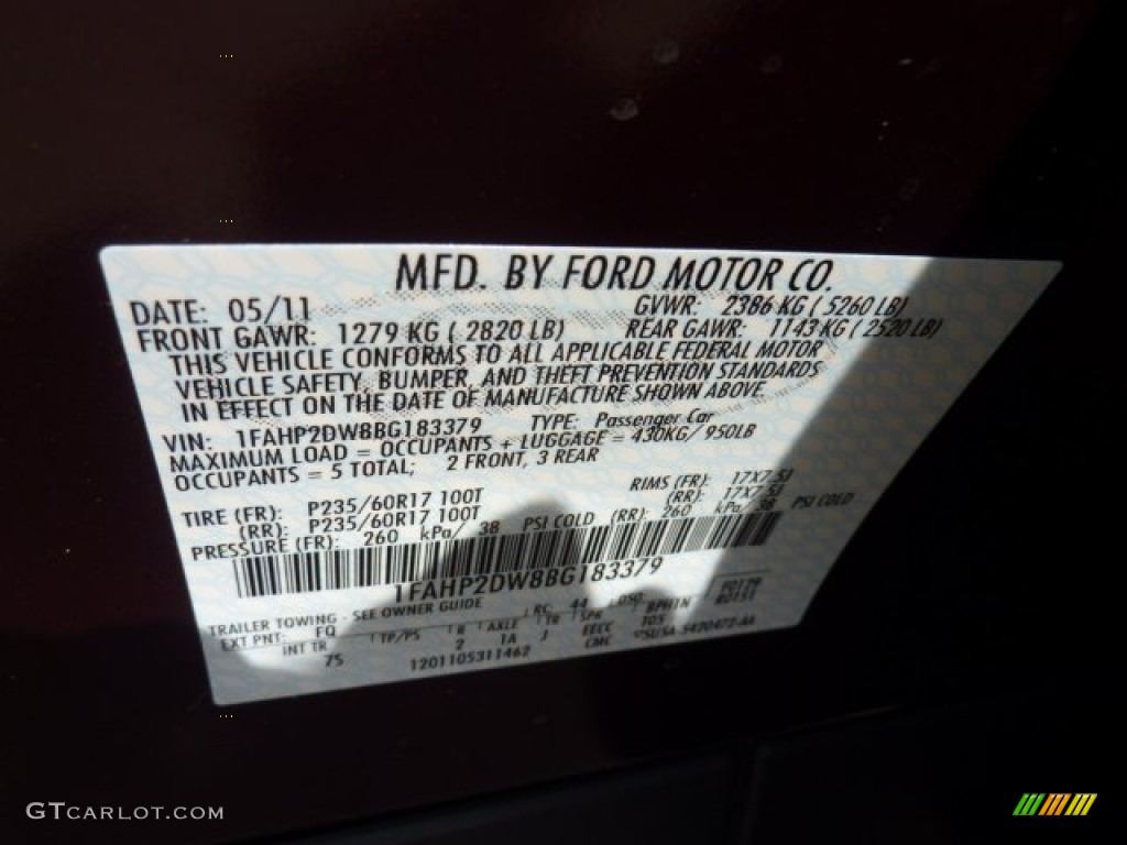 2011 Taurus Color Code FQ for Bordeaux Reserve Red Photo #50625975