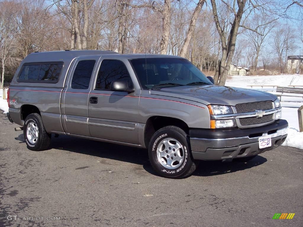 2003 Silverado 1500 LS Extended Cab 4x4 - Light Pewter Metallic / Dark Charcoal photo #1