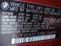 2011 BMW X3 xDrive 28i Info Tag
