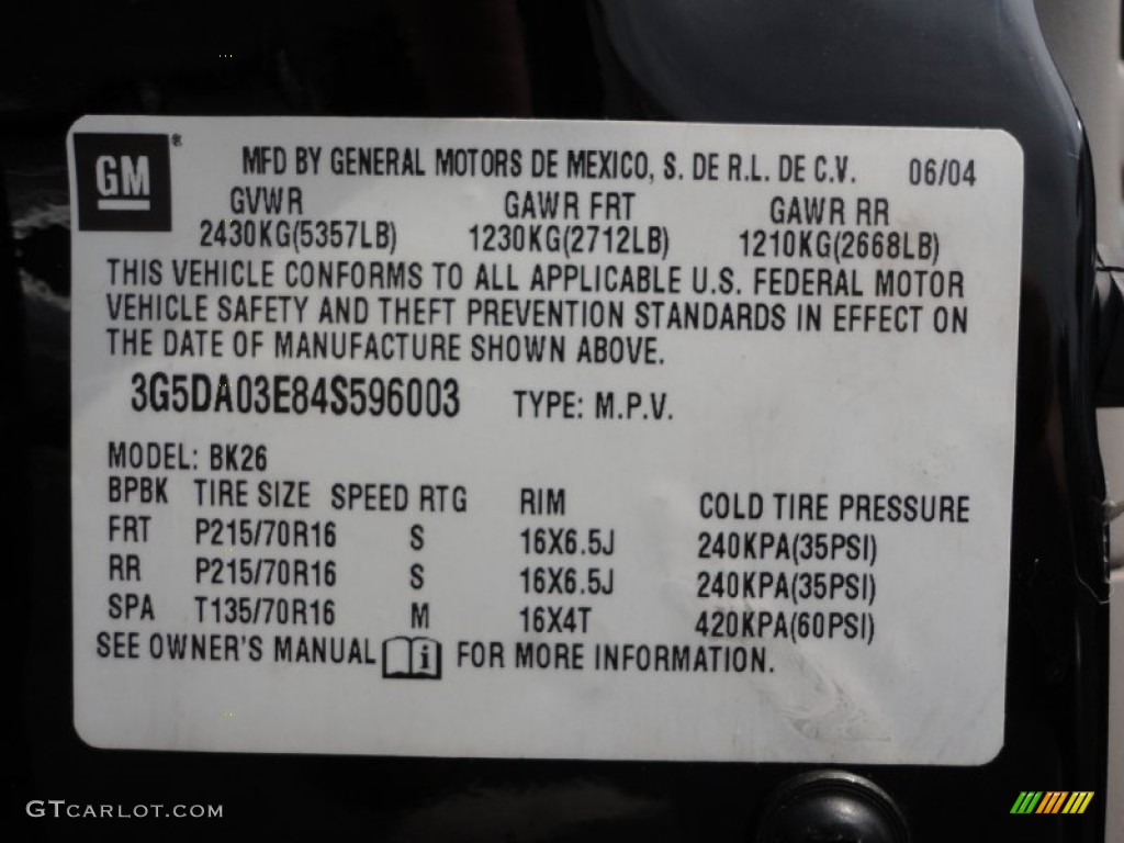 2004 Rendezvous CX - Black / Light Gray photo #20