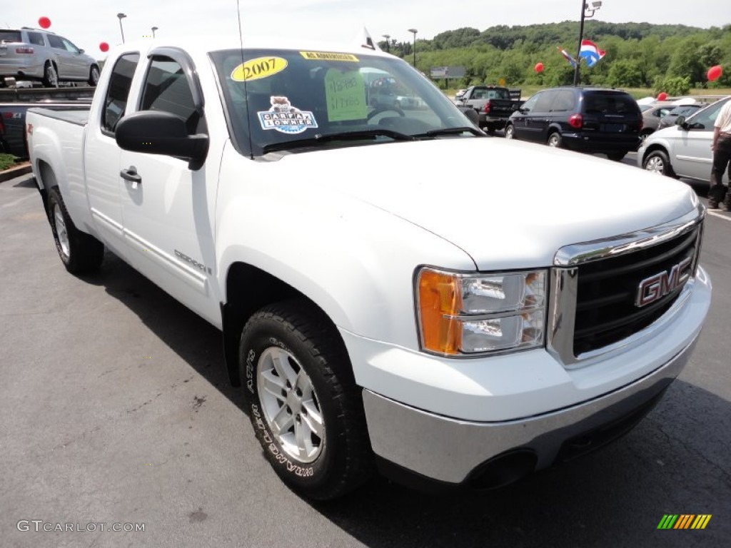 Summit White 2007 GMC Sierra 1500 SLE Extended Cab 4x4 Exterior Photo #50634012