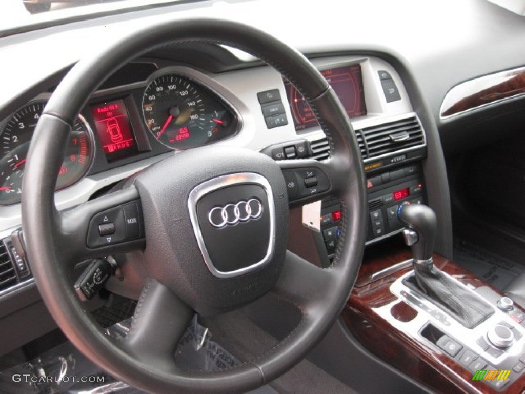 2008 Audi A6 3.2 Sedan Black Steering Wheel Photo #50655463