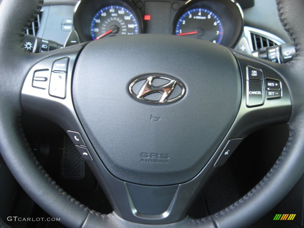 2011 Hyundai Genesis Coupe 3.8 Grand Touring Black Leather Steering Wheel Photo #50655970