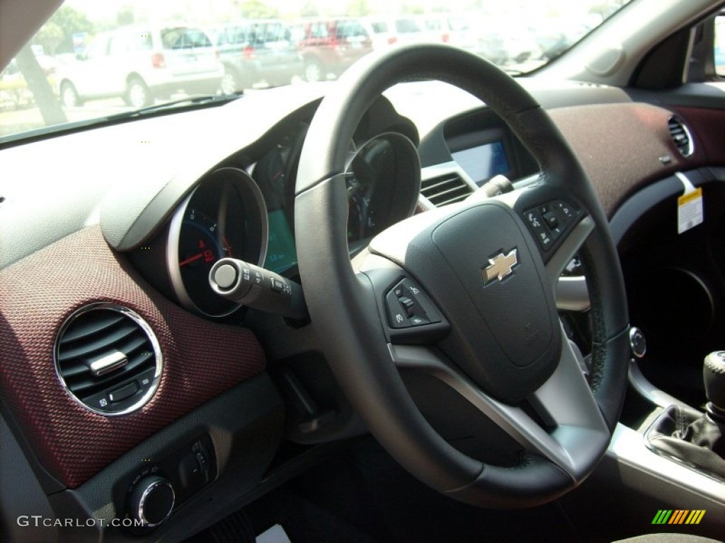 2011 Chevrolet Cruze ECO Jet Black/Sport Red Steering Wheel Photo #50659931
