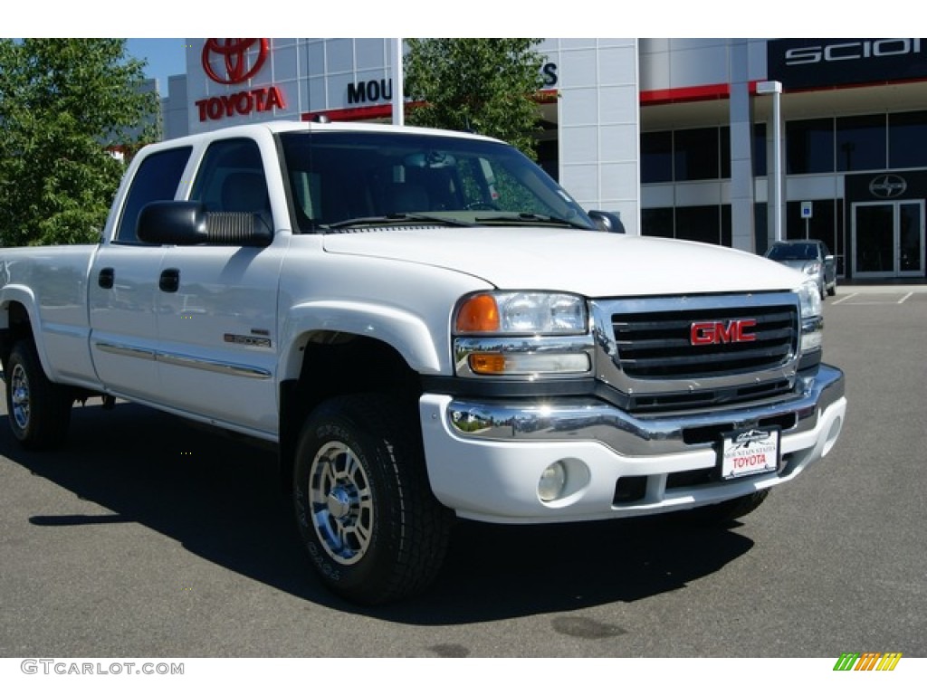 2005 Sierra 2500HD SLT Crew Cab 4x4 - Summit White / Neutral photo #40